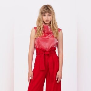 Julia Allert High Neck Organza Vest (Red) NWT